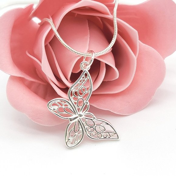 Anchored in Your Faith Jewelry - Sterling Silver Butterfly Necklace 18" Chain